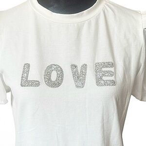 ONTWELFTH Rhinestone LOVE T-Shirt
